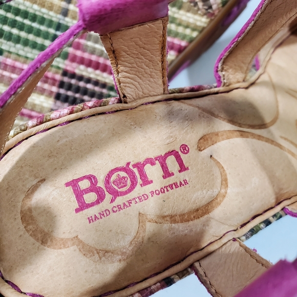 NWT Born Fushcia/Pink Leather Platform Wedge Sandal Size 7 - Picture 8 of 14